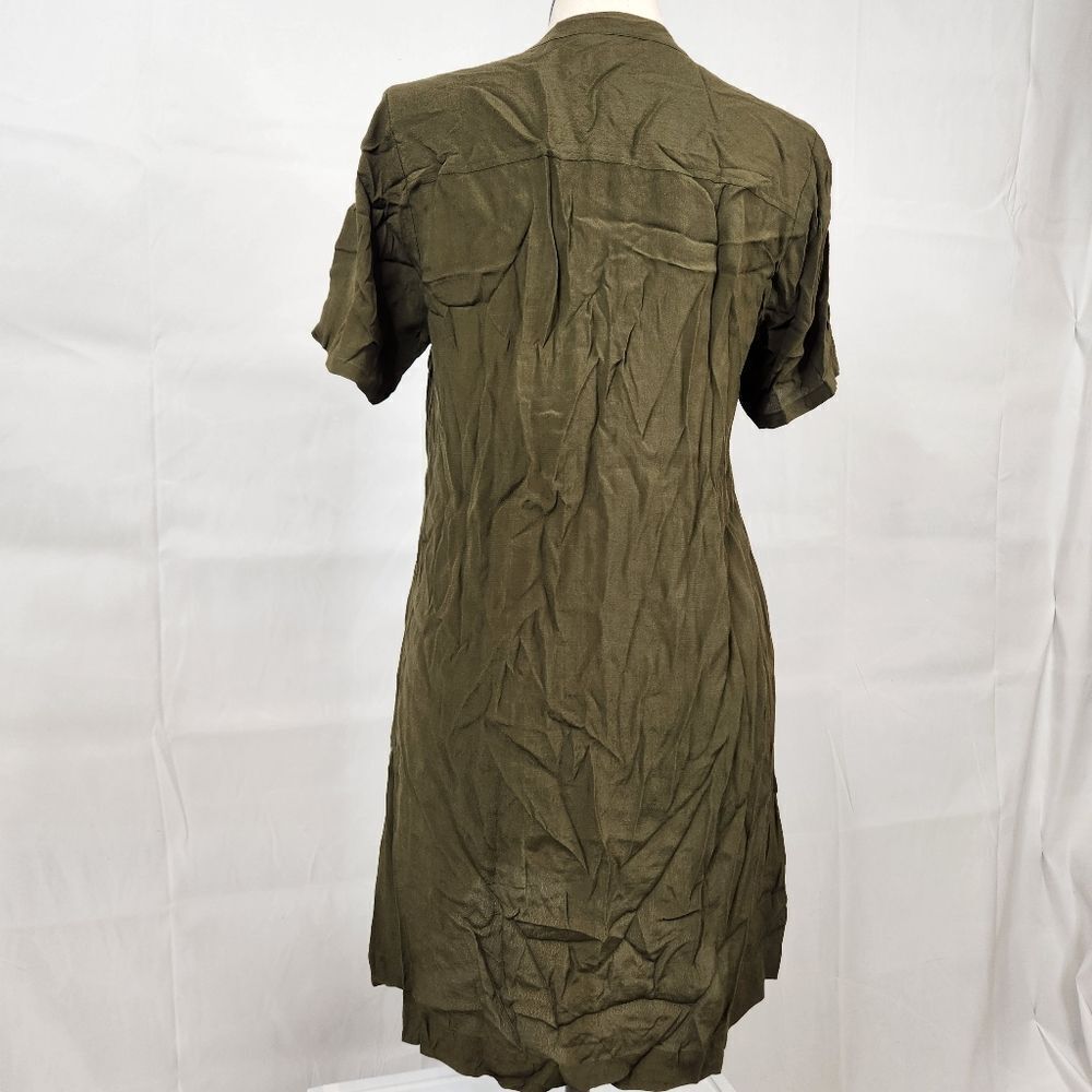 Madewell Olive Green Lace Up Shift Dress Boho T Shirt Mini Sz M Novella - Picture 7 of 14